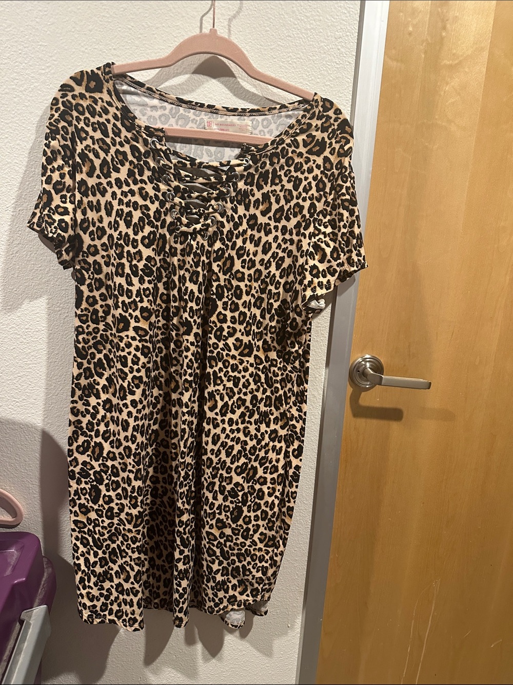 No Boundaries Leopard Print Lace-Up Midi Dress in Tan and Black
